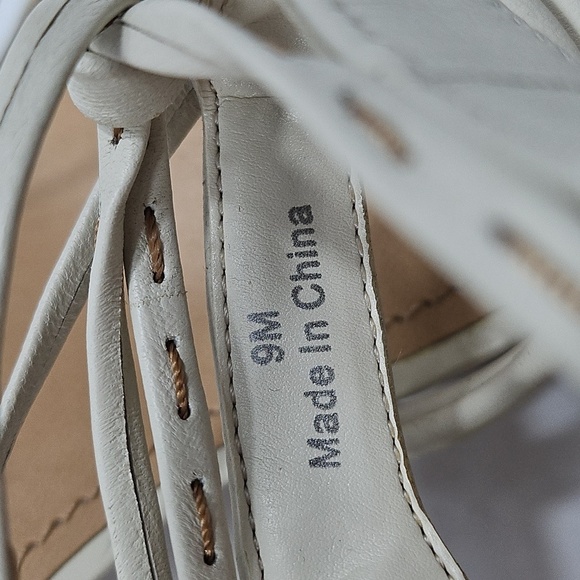 Gibson Latimer Tasha Sheep Leather Cream Ankle Wrap Jute Block Heel Sandal - Picture 14 of 16